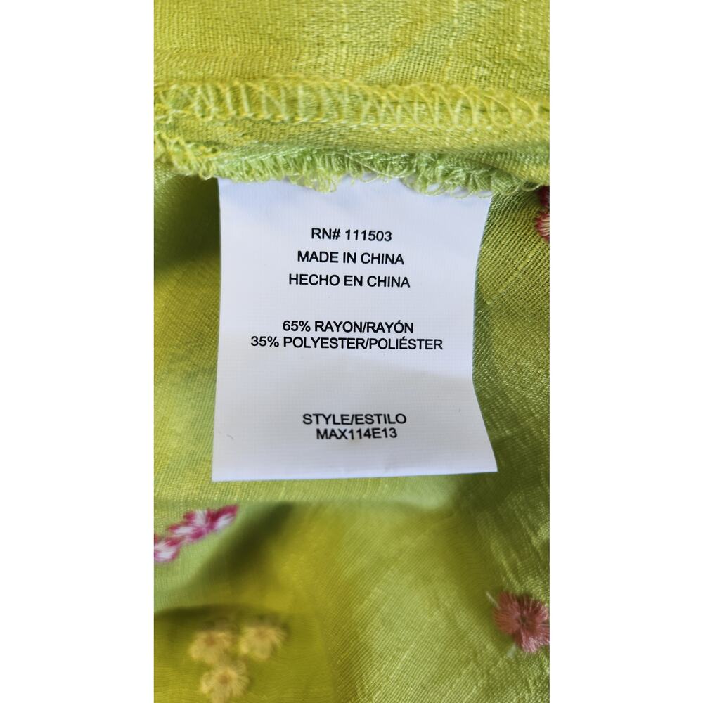 Anthropologie Figueroa & Flower Lime Green Long Sleeve Button Down Shirt Small - Picture 7 of 7